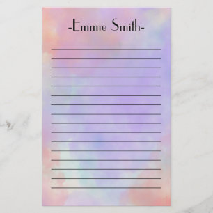 Personalised Watercolor Pink Lavender Purple Lined Stationery