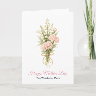 Personalised Watercolor Pink Peony Lily Mothers Card