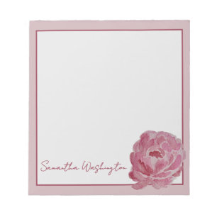 Personalised Watercolor Pink Peony Notepad