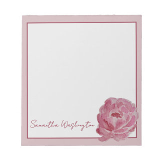 Personalised Watercolor Pink Peony Notepad
