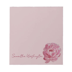 Personalised Watercolor Pink Peony Notepad