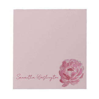 Personalised Watercolor Pink Peony Notepad