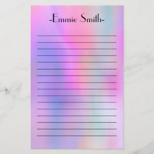 Personalised Watercolor Pink Purple Lined Stationery