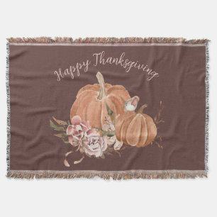 Personalised Watercolor Pumpkins Custom Text Throw Blanket