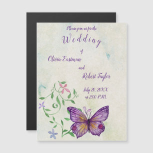 Personalised watercolor purple butterfly magnetic invitation