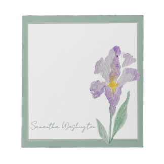 Personalised Watercolor Purple Iris Notepad