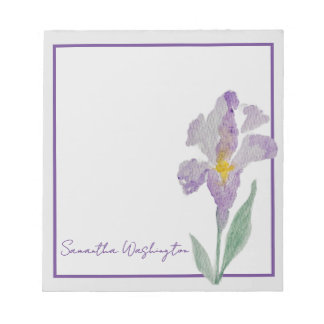 Personalised Watercolor Purple Iris Notepad