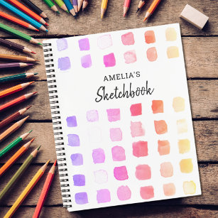 Personalised Watercolor Rainbow Colours Sketchbook Notebook