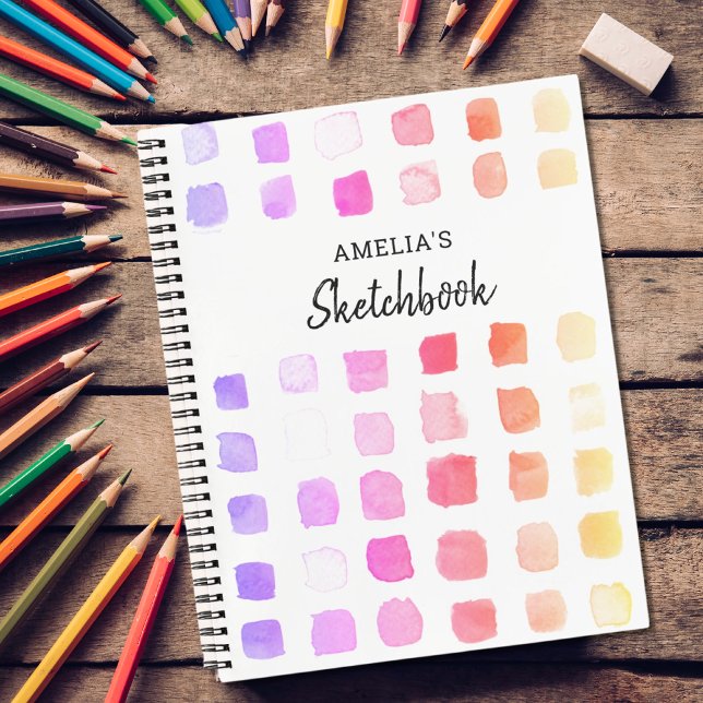 Personalised Watercolor Rainbow Colours Sketchbook Notebook (Creator Uploaded)