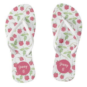 Personalised Watercolor Raspberries Flip Flops