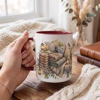 Personalised watercolor reading nook mug