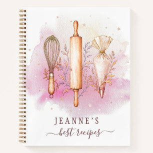 Personalised Watercolor Recipe Collection Notebook