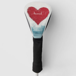 Personalised Watercolor Red Heart Golf Head Cover