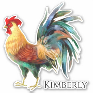 Personalised Watercolor Rooster Sticker
