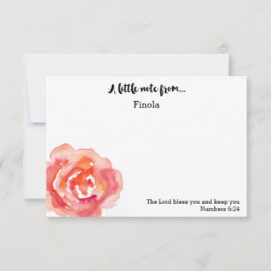 Personalised   Watercolor Rose Scripture Notecard