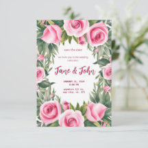 [Personalised] Watercolor Rose Wedding Invitation