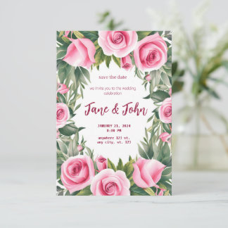 [Personalised] Watercolor Rose Wedding Invitation