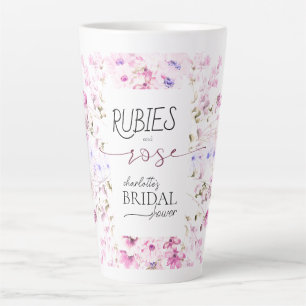 Personalised Watercolor Ruby Rose Bridal Shower Latte Mug