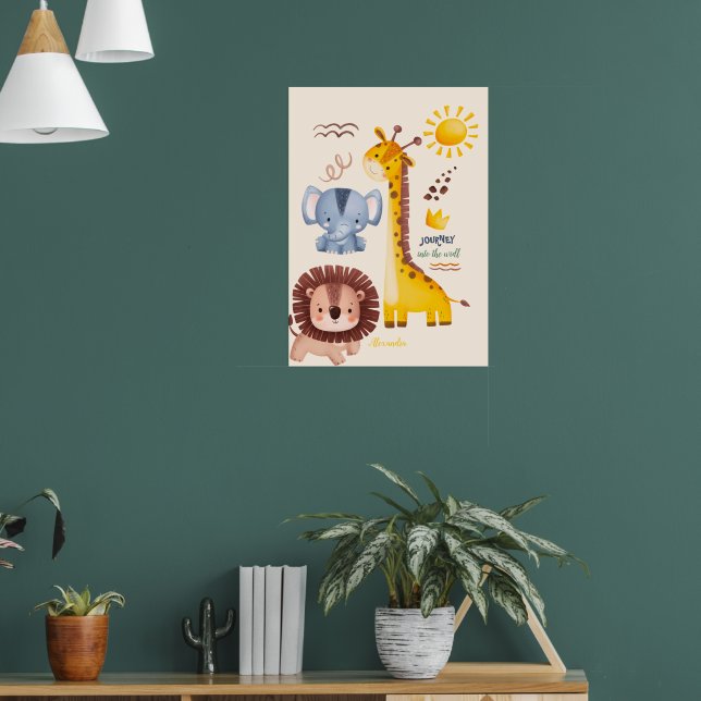 Personalised Watercolor Safari Animals Poster (Living Room 1)