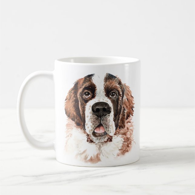 Personalised Watercolor Saint Bernard Coffee Mug (Left)