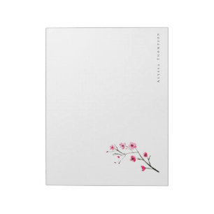 Personalised Watercolor Sakura Cherry Blossom Notepad