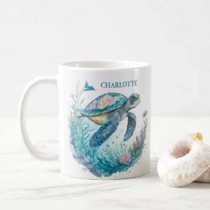 Personalised Watercolor Sea Turtle Marine Animal Coffee Mug