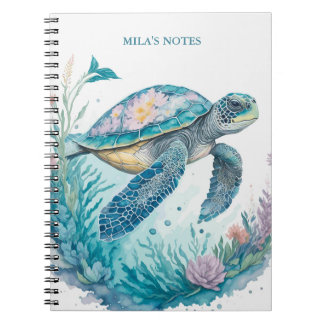Personalised Watercolor Sea Turtle Notebook