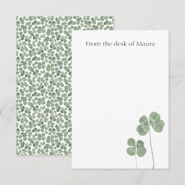 Personalised Watercolor Shamrock Clover Thank You Card (Front/Back)