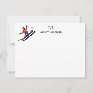 Personalised Watercolor Skiing Thank You Card