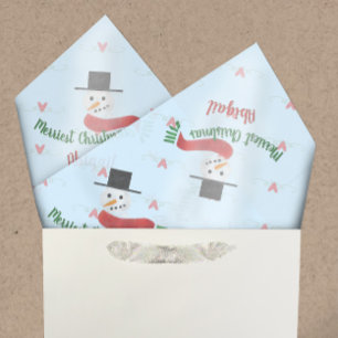 Personalised Watercolor Snowman Merriest Christmas Tissue Paper