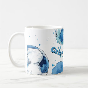 Personalised Watercolor Soccer Coffee Mug