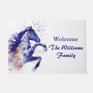Personalised Watercolor Splatter Horse Painting Doormat