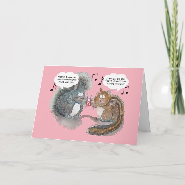 Personalised Watercolor Squirrel and Chipmunk Card (Front)