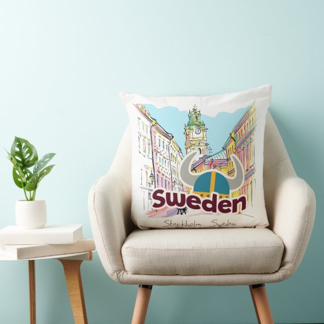 Personalised Watercolor Stockholm Sweden Cushion (Chair)