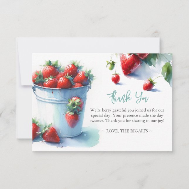 Personalised Watercolor Strawberry Thank You (Front)