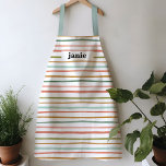 Personalised Watercolor Stripe Apron<br><div class="desc">This festive apron is perfect for cooking,  baking,  painting,  crafting,  you name it! Featuring a playful colour scheme of watercolor stripes. Makes for a great gift and festive decor on your walls until its next use!</div>