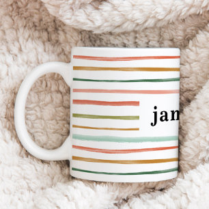 Personalised Watercolor Stripe Coffee Mug