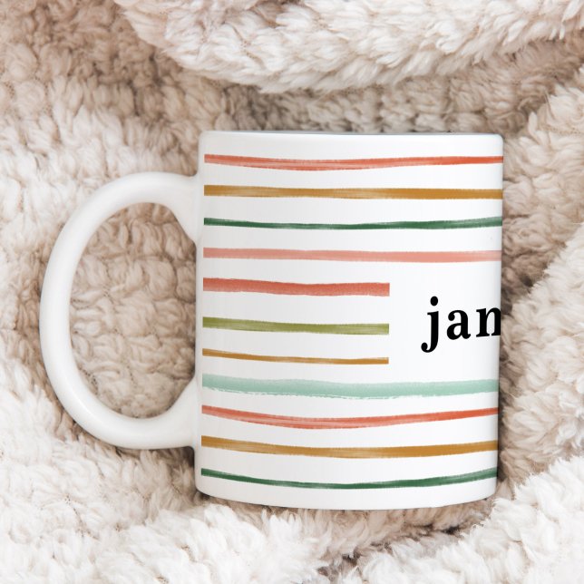 Personalised Watercolor Stripe Coffee Mug (Personalized Watercolor Stripe Coffee Mug)