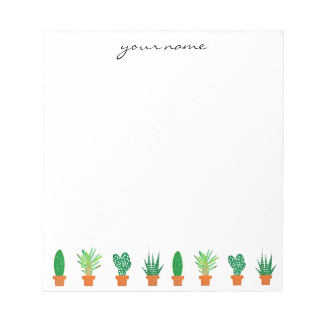 Personalised Watercolor Succulents Boho Notepad (Front)