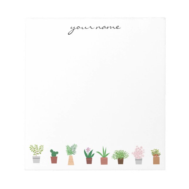 Personalised Watercolor Succulents Boho Notepad (Front)