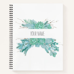Personalised Watercolor Succulents Notebook