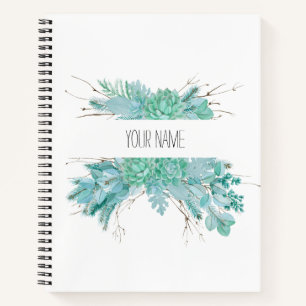 Personalised Watercolor Succulents Notebook