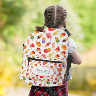 Personalised Watercolor Summer Popsicle Pattern Printed Backpack