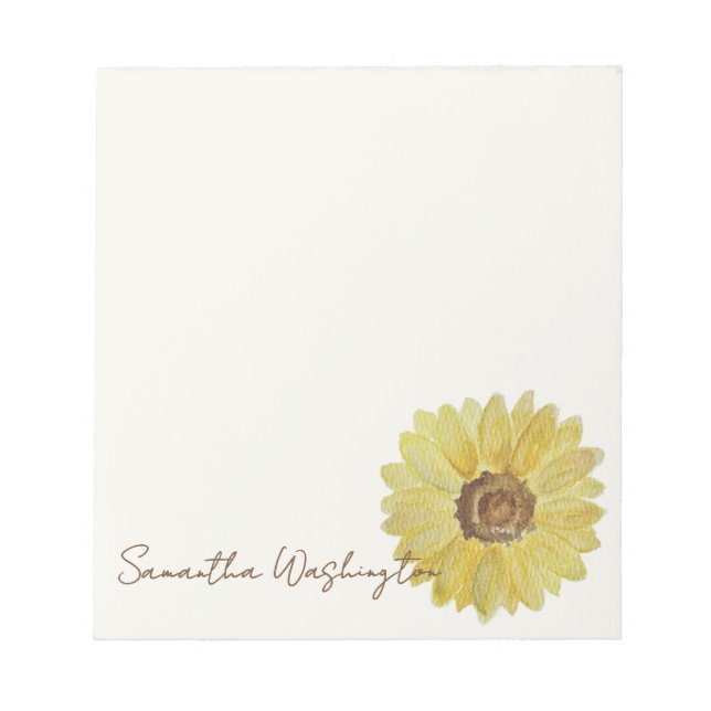 Personalised Watercolor Sunflower Notepad (Front)