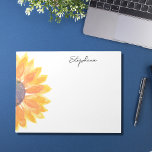 Personalised Watercolor Sunflower Notepad<br><div class="desc">This floral personalised notepad is decorated with a yellow watercolor sunflower. 
Easily customisable. 
Use the Design Tool to change the text size,  style,  or colour. 
As we create our artwork you won't find this exact image from other designers. Original Watercolor © Michele Davies.</div>