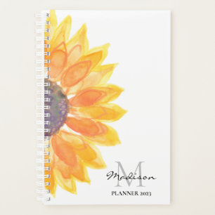Personalised Watercolor Sunflower Planner