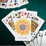Personalised Watercolor Sunflower Playing Cards<br><div class="desc">These floral playing cards are decorated with a yellow watercolor sunflower. Easily customisable with a name or monogram. To edit further use the Design Tool to change the font, font size, or colour. Because we create our artwork you won't find this exact image from other designers. Original Watercolor © Michele...</div>