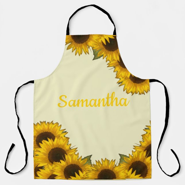 Personalised Watercolor Sunflowers Apron (Front)