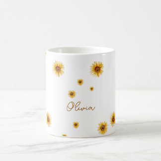 Personalised Watercolor Sunflowers Coffee Mug