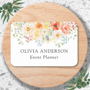 Personalised Watercolor Sunny Flowers Floral Name Tag
